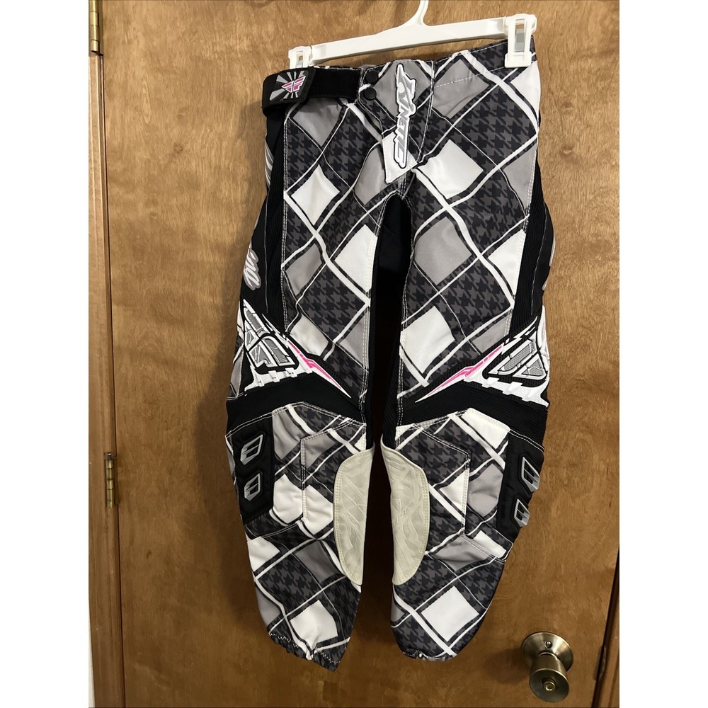 Fly Racing Kinetic Womens 0 2 XS Gray Pink Motocross MotoX Racing Pants‎ 26 X 25